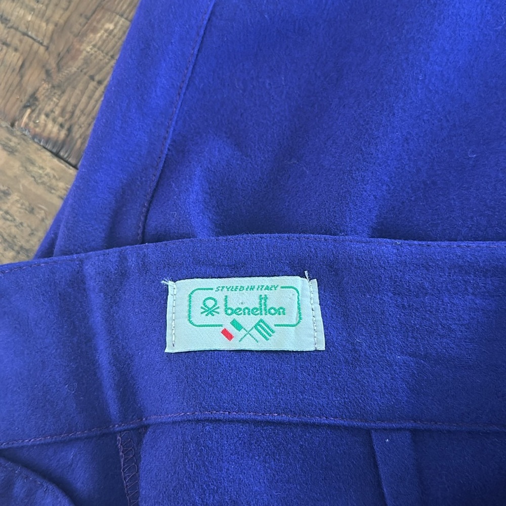 Vintage Benetton wool & poly High-waisted Royal Purple Midi length pencil Skirt - Picture 6 of 7